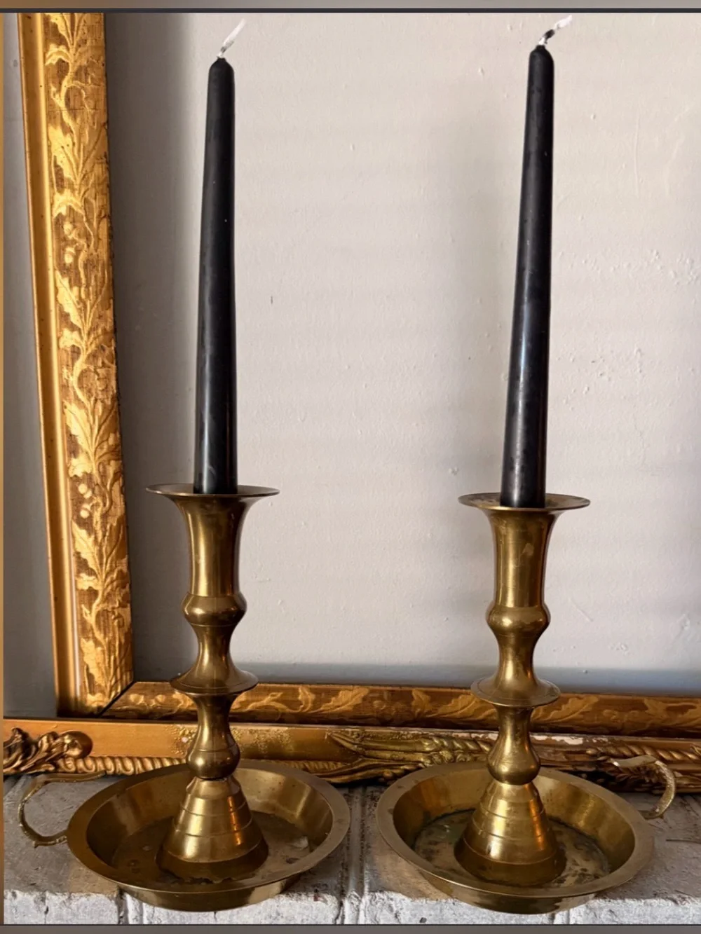 Brass Candlestick Holders with finger holder